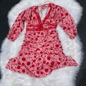 Floral Red and Pink Dress